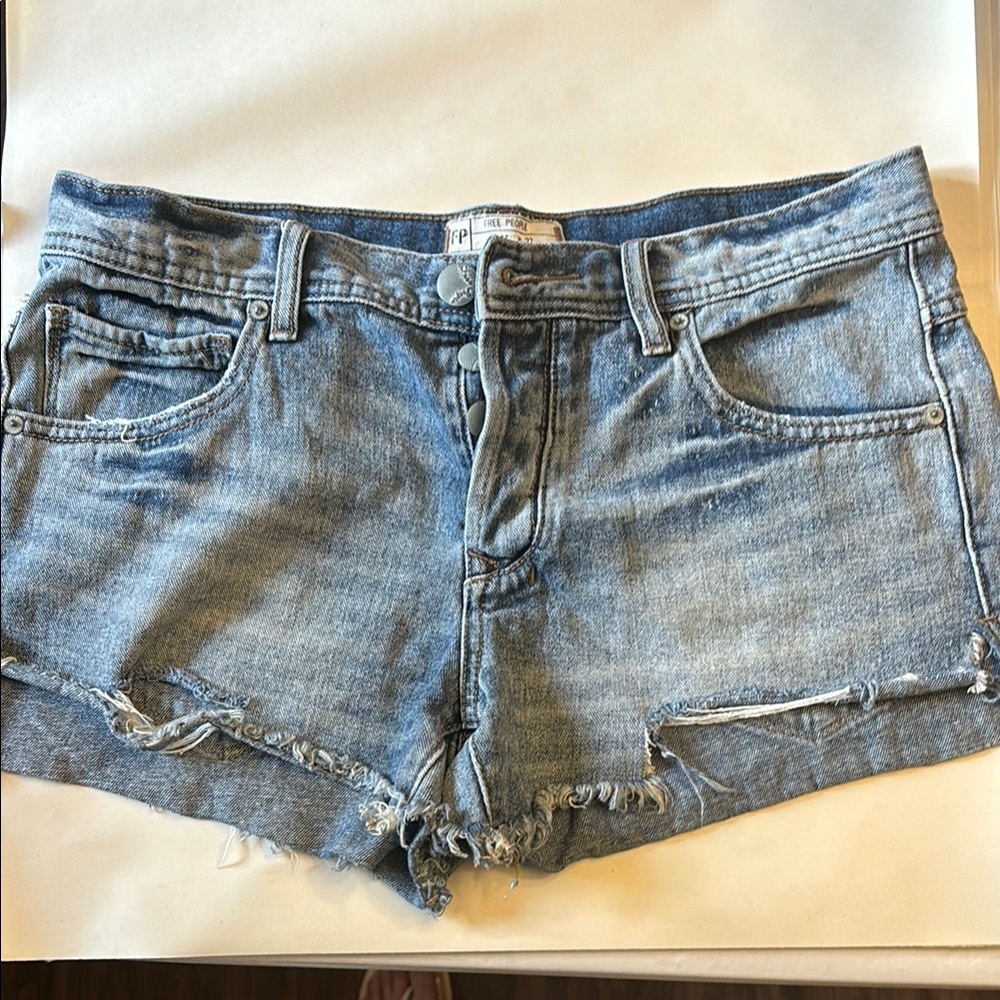 Free People Blue Denim Cut-Off Shorts
